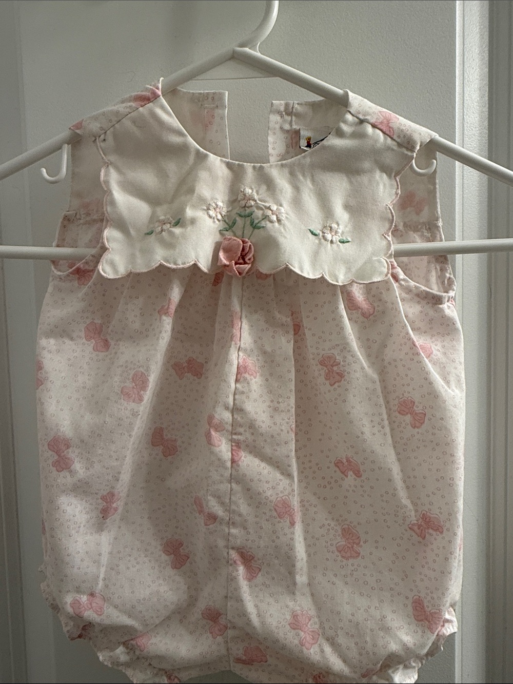 Baby Girls Pink Butterfly Embroidered One-Piece Bodysuit
